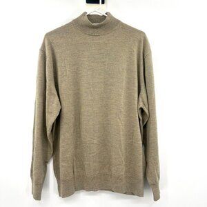 Linea Uomo 100% Wool Beige Mock Neck Sweater Men's Large
